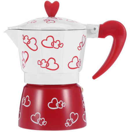 DEESSE SHOP-Keenso Cafetière en Aluminium Robuste pour la Maison et le Bureau avec un Matériau Réutilisable et Inodore (Grand coeur rouge)