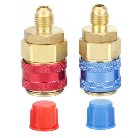 DEESSE SHOP-KIMISS R134A coupleur Rapide, 2 pièces R134A connecteur de coupleur Rapide Droit Haute Basse Pression Adaptateur de réfrigérant A/C de Voiture.