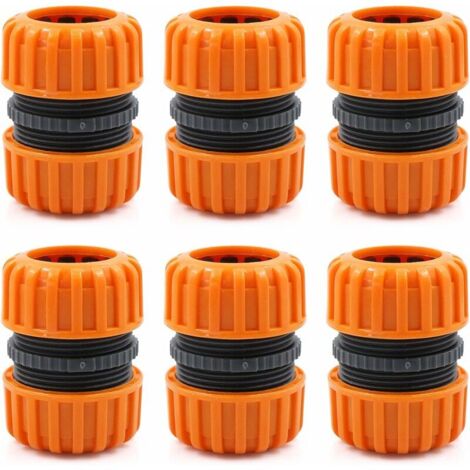 DEESSE SHOP - Kit de réparation de tuyau d'arrosage - 6 pièces pour le raccordement de 19 mm (3/4), pour un raccordement facile et rapide ou un tuyau de réparation sans outils, jaune