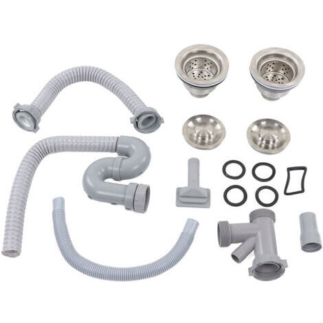 DEESSE SHOP-Kit de Vidange d'évier de Cuisine, courbé en S avec Doubles Drains, Kit de Vidange d'évier de Salle de Bain, Kit de Remplacement de Tuyau d'évier pour Salle de Bain et Maison