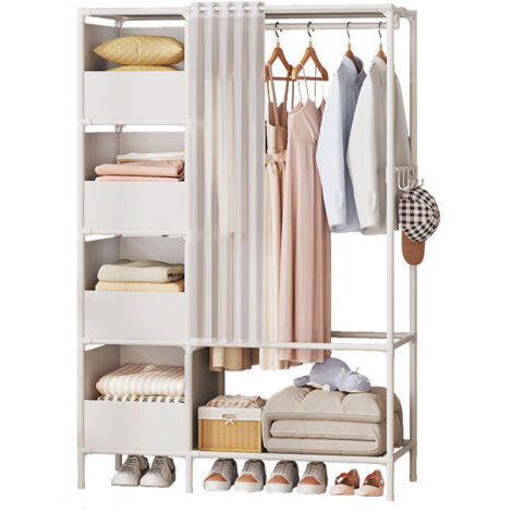 DEESSE SHOP-Kit dressing--Armoires penderie étagère tissu non-tissé Blanc hauteur 170 cm entrée chambre