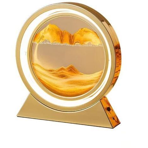DEESSE SHOP-Lampe LED sablier 3D, 10 pouces Quicksand Night Light Quicksand Moving Rotating Art Sand Scene Crafts Ornement de table, 3 couleurs Gradation USB Moving Sand Painting Light for Home Decor 