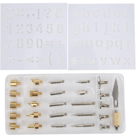 DEESSE SHOP-Liyeehao Lot de 28 pointes de fer à souder en cuivre + fer à souder pour sculpture sur bois, gaufrage sur bois, soudure