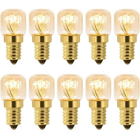 DEESSE SHOP-Lot de 10 Ampoule à Sel 25W E14 T22, Incandescence Blanc Chaud 2700K, 160LM, AC 230V, Ampoule Four 25w 300°, Pour Four, Frigo, Lampe de Sel, Fours Grill [Classe énergétique G]