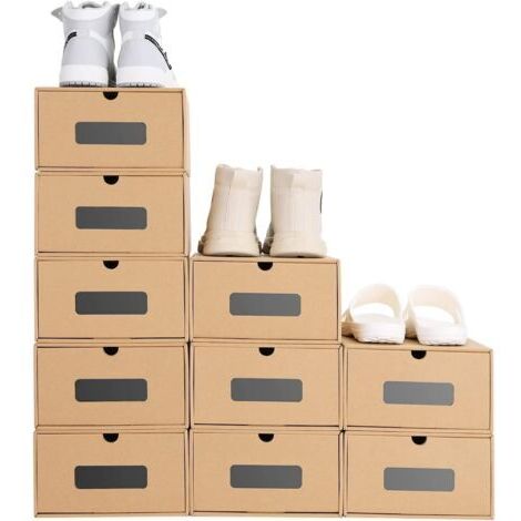 DEESSE SHOP-Lot de 10 cartons boites de rangement à chaussures avec tiroir