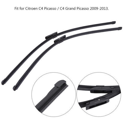 DEESSE SHOP-Lot de 2 balais d'essuie-glace avant gauche et droit – Caoutchouc souple – Longueur 81 cm et 76.5 cm – Compatible Citroen C4 Picasso 09-13