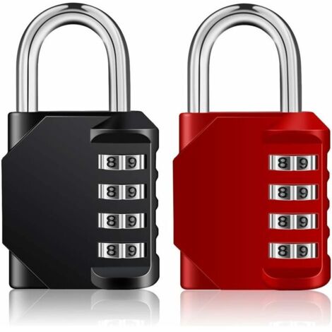 DEESSE SHOP - Lot de 2 cadenas à combinaison, cadenas à 4 chiffres pour salle de sport, casiers scolaires, cadenas codés résistants aux intempéries pour extérieur pour porte de clôture de jardin, port