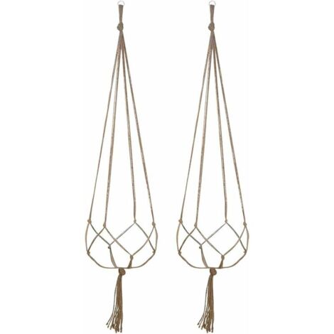 DEESSE SHOP - Lot de 2 Cintres pour Plantes Suspendus Jardinière Suspendue au Mur Porte-Plantes Fleur à Suspendre Corde en Coton Style Boho pour Intérieur Extérieur (90cm)
