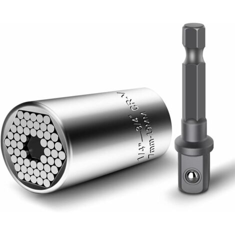 DEESSE SHOP - Lot de 2 douilles universelles, jeu de clés à douille Gator Grip 7-19 mm outil à main polyvalent outil de réparation universel de l'industrie automobile