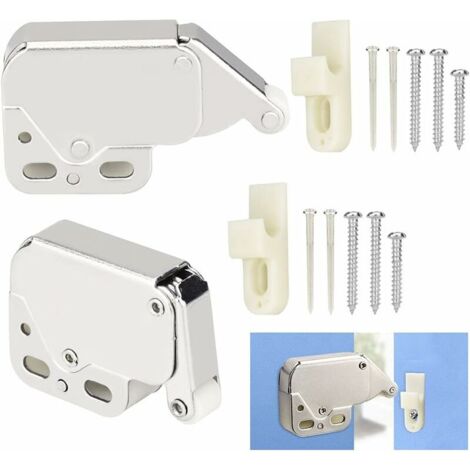 DEESSE SHOP - Lot de 2 loquets à ressort pour porte d'armoire en acier inoxydable avec 6 vis et 4 clous pour porte fenêtre