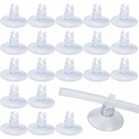 DEESSE SHOP - Lot de 20 ventouses transparentes pour aquarium, 5 mm avec pinces pour support de tube, pinces pour ventouses pour poissons d'aquarium, pompe à air