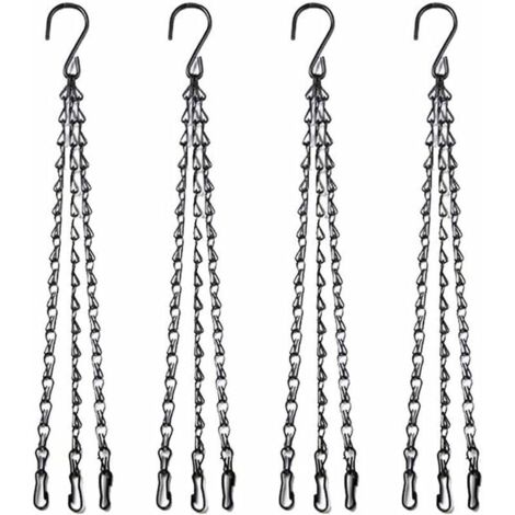 DEESSE SHOP - [Lot de 4] 40 cm 3 Brins Chaîne de Panier Suspendu en Métal Crochet de Chaîne de Remplacement avec Crochet et Clip pour Pots de Fleurs Jardinières Mangeoires à Oiseaux Lanternes Tables O