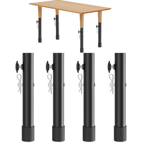 DEESSE SHOP-Lot de 4 rallonges de pieds de table pliants – Hauteur réglable 19,8 cm – Acier anti-rouille – Fixation sécurisée pour pieds jusqu'à 36 mm