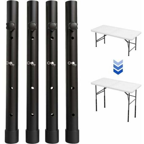 DEESSE SHOP-Lot De 4 Rallonges De Pieds De Table Pour Tables Pliantes Pour Pieds Pliés Et Droits, Rehausseurs De Pieds De Table Pliables Réglables, Pour Une Hauteur De (44Cm) - RWPied de meuble