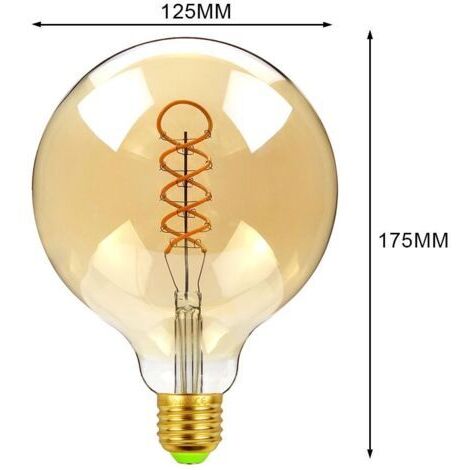 DEESSE SHOP-Lot de1 ampoules LED E27  forme  vintage à filament G125 intensité variable - 4W (équivalent 40 W) - Blanc chaud 300lm - 2300K [Classe énergétique G]