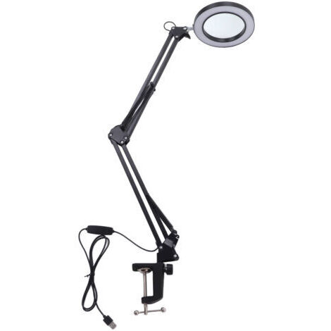 DEESSE SHOP-Loupe avec Lampe, Loupe sur Pied, Loupe 5X, 10 Niveaux de luminosité, Lecture, Journal, Carte, Bijoux, Bras Flexible, Angle Réglable à 360°.