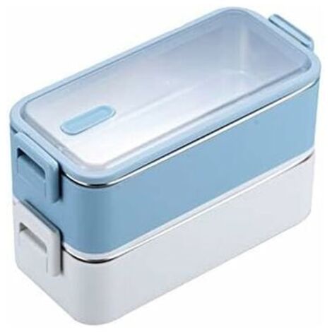 DEESSE SHOP - Lunchbox 1100ml Double Couche En Acier Inoxydable Lunch Box En Acier Inoxydable Micro-Ondes Lunch Box Micro-Ondes Étudiant Stockage Contene Bleu