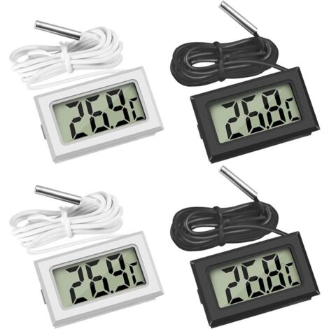 DEESSE SHOP - Mini thermomètre numérique LCD température avec testeur de capteur de température pour réfrigérateur congélateur Aquarium (2X noir 2X blanc)