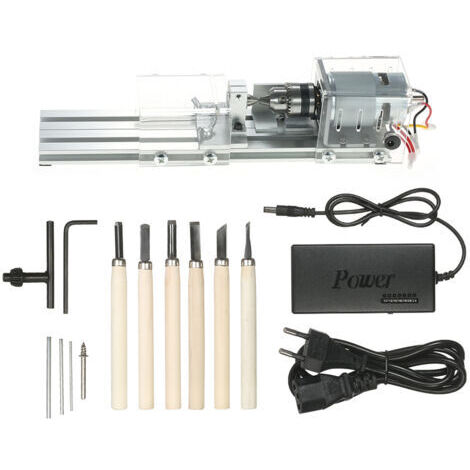 DEESSE SHOP-Mini tour à bois électrique 24V 100W – 7 vitesses 1500-7000 RPM – Moteur à brosses pour bois dur – Outil rotatif multifonctionnel
