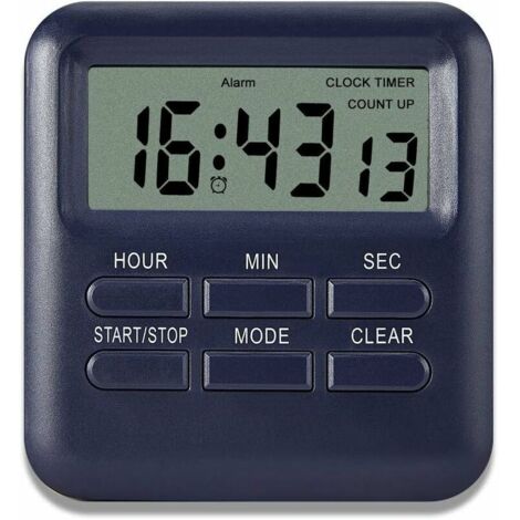 DEESSE SHOP - Minuteur numérique avec fonction horloge/réveil 3 en 1, minuteur de cuisine magnétique, compte à rebours, gestion du temps pour cuisine/étude/sport (bleu foncé)