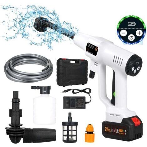 DEESSE SHOP-Nettoyeur haute pression sans fil 21V – 725 PSI – 10 L/min – 6 buses – 2 batteries 18000mAh – Pour lavage voiture et jardin - 1500mAh