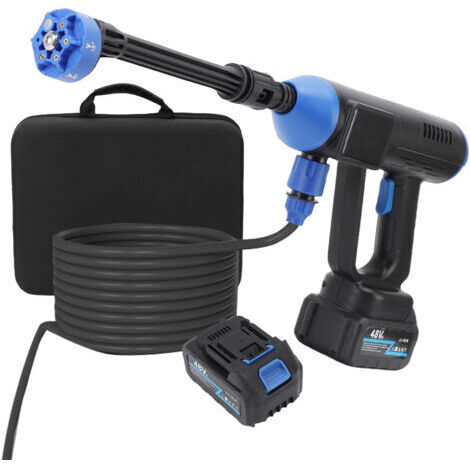 DEESSE SHOP-Nettoyeur Haute Pression sans Fil, Nettoyeur Haute Pression Portable avec Buse Réglable 6 en 1, 35bar, Pistolet Haute Pression sans Fil avec 2 Batteries pour Nettoyer Les Voitures, Sols
