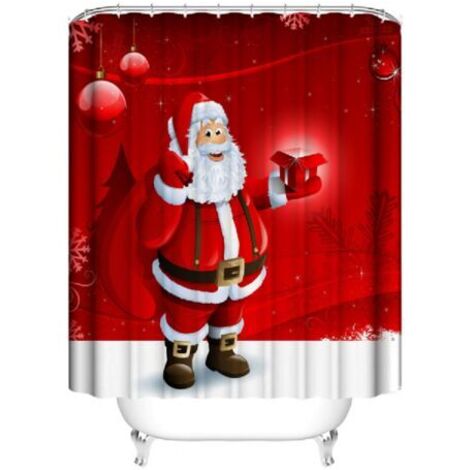 DEESSE SHOP-Noël Rideau de Douche Lavable Résistant à l'eau Anti-moisissure, 3D Imprimé Polyester Rideaux de Salle de Bain Facile à Nettoyer avec 12 Crochets Décor À Maison (A,180x180cm)