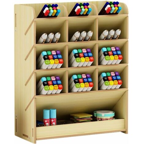 DEESSE SHOP - Organiseur de bureau, boîte de rangement multifonction en bois pour stylos pour la maison, le bureau et l'école Érable blanc