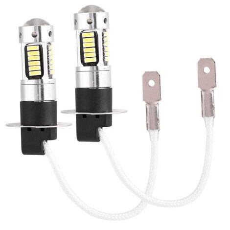 DEESSE SHOP-Paire de phares de voiture LED blancs H3 4014, ampoule DRL antibrouillard, lampe DC 12V