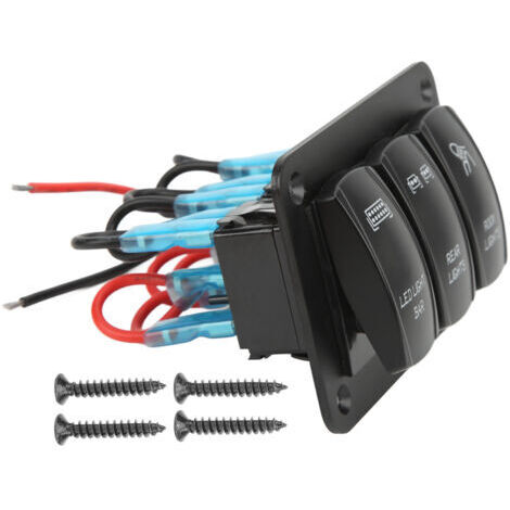 DEESSE SHOP-Panneau D'interrupteur à Barre Lumineuse LED, Interrupteur à Bascule à 3 Gangs avec Rétroéclairage Bleu, Panneau D'interrupteur à Bascule, Bateau Marin, Voiture, ATV, UTV pour.