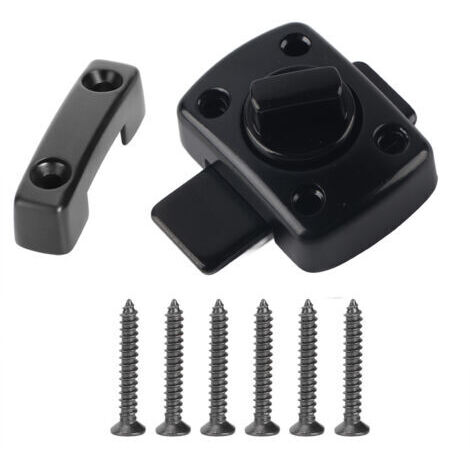 DEESSE SHOP-Petit Verrou à Boulon Rotatif Porte de Sécurité Serrure Coulissante Serrure à Glissière Domestique avec 6 Vis pour Armoire de Fenêtre de Porte Noir