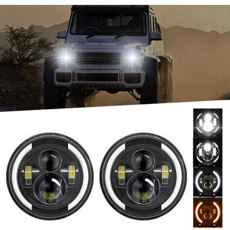 DEESSE SHOP-Phare LED pour voiture et moto de 7 pouces, avec DRL/clignotant/feux de croisement/feux de route, rond de 7 pouces, 6000K 100W, étanche IP67, 2 pièces.