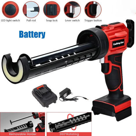 DEESSE SHOP-Pistolet à Cartouche Électrique sans Fil 300 mL Pistolet à Mastic 20 V Pistolet à Calfeutrer  4 Vitesses Réglables Anti-goutte Chargeur Rapide pour Calfeutrer, Remplir, Sceller