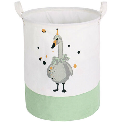 DEESSE SHOP - Pliable Étanche Bébé Panier À Linge Panier De Rangement Panier À Linge Sale Sac À Linge Rond Tissu Seau De Rangement pour Blanchisserie Enfant Jouets（Oie）