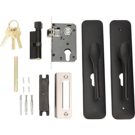 DEESSE SHOP-Poignée de Porte Avant Ensemble de Serrure de Porte Poignée Confortable Quincaillerie de Porte D'entrée Classique Revêtement L'oxydation Poignée de Porte en Acier Inoxydable