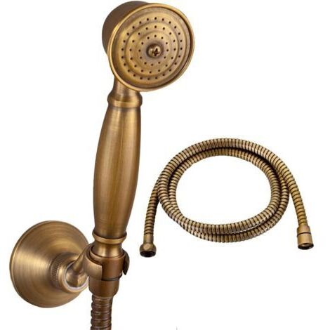 DEESSE SHOP-Pommeau de douche en laiton massif – Flexible 1,5 m – Support rotatif 360° – Interface universelle à 4 points