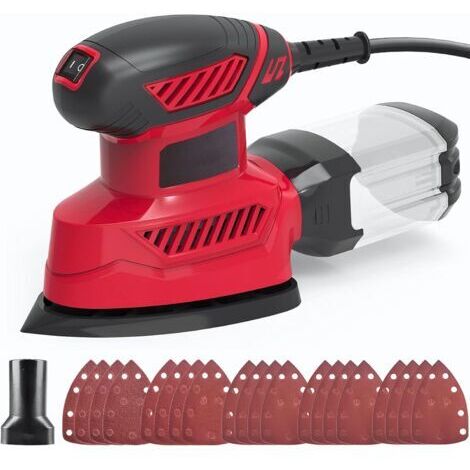 DEESSE SHOP-Ponceuse Vibrante 130W 14000 RPM Ponceuse de Détail Professionnel , Système de Collection de Poussière,20PCS Feuilles Abrasives pour Le Ponçage,Le Polissage