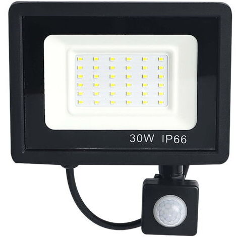 DEESSE SHOP-Projecteur LED 30W Noir détecteur de mouvement extérieur IP65 Température de Couleur: Blanc froid 3000k/6500K - RWProjecteur à détecteur de mouvement