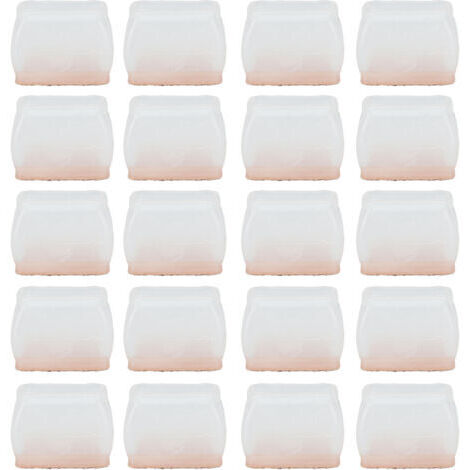 DEESSE SHOP-Protège-Jambes de Chaise Transparent 20 Pièces Rectangulaire en Feutre de Caoutchouc Mouvement Lisse Résistant à l'usure Muet pour Plancher de Bois Franc (S)