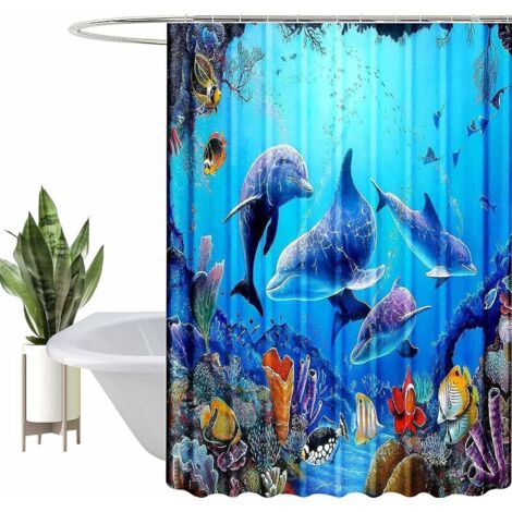 DEESSE SHOP - Rideau de douche en tissu polyester résistant imperméable à l'eau, motif de peinture numérique 3D pour cabine de douche, rideaux de salle de bain avec 12 crochets PCS (180 x 180 cm, daup