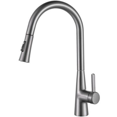 DEESSE SHOP-Robinet de lavabo Robinet de cuisine avec douchette rétractable gris