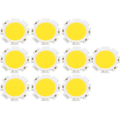 DEESSE SHOP-Rosvola 10 pièces ronde COB 3 W haute puissance puce LED ampoule lampe lumière blanc chaud