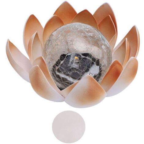 DEESSE SHOP-Rosvola Lumière de cour ambre à énergie solaire lampe décorative en verre craquelé jardin de fleurs pour l'extérieur