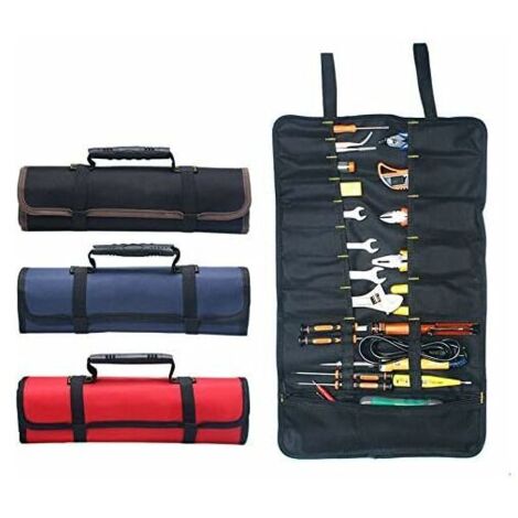 DEESSE SHOP - Sac à outils BE-TOOL 22 poches 600D Oxford Canvas Tool Roll Up Bag Big Tote Carrier Organisateur, Rangement facile et portable Idéal pour les travaux manuels Bricoleurs Réparateurs Bleu