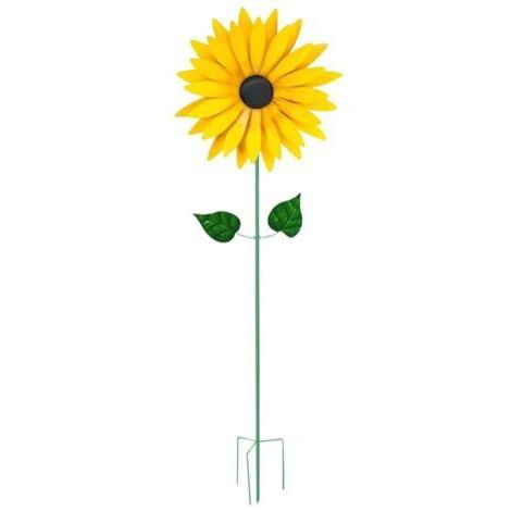 DEESSE SHOP-Sculptures en Métal de Moulin à Vent de Tournesol, Décoration de Jardin en Fer Durable, Conception Rotative, Facile à Assembler, Hauteur de 29,5 Pouces, Excellent Cadeau (Yellow)