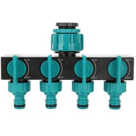 DEESSE SHOP-Séparateur de Tuyau d'arrosage à 4 Voies avec raccord de collecteur de Robinet d'arrêt pour minuteries d'irrigation Goutte à Goutte et pelouses