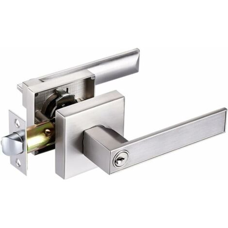 DEESSE SHOP - Serrure à levier de porte, poignée de porte en alliage d'aluminium pour chambre à coucher, vestiaire, salle de stockage et utilisation au bureau, taille du loquet 60/70 mm, carré, argent