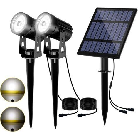 DEESSE SHOP-Spot solaire extérieur 2 en 1 – Lampe solaire étanche IP65 – 2 modes d'éclairage – Panneau solaire silicium polycristallin – Installation murale ou au sol