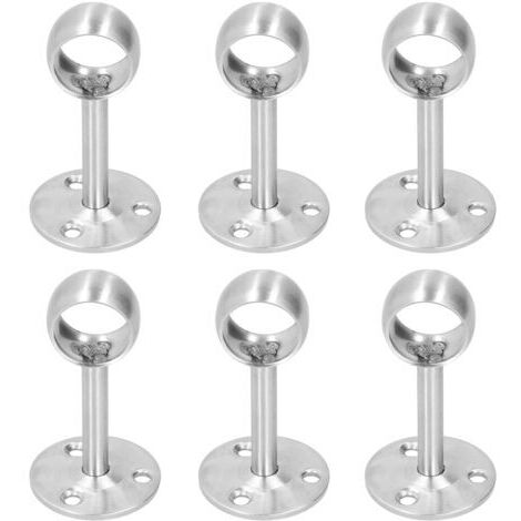 DEESSE SHOP-Support de Poteau matériel Montage Tringle à Rideau Supports Garde-Robe 6 pièces Prise à Bride en Acier Inoxydable(22 Tout Passe)