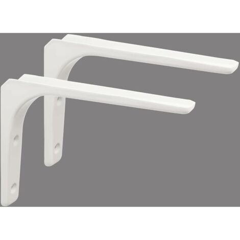 DEESSE SHOP - Support d'étagère Support d'angle Support d'angle Support d'étagère Tenture murale 200 mm  150 mm, finition en métal blanc brillant, 2 pièces